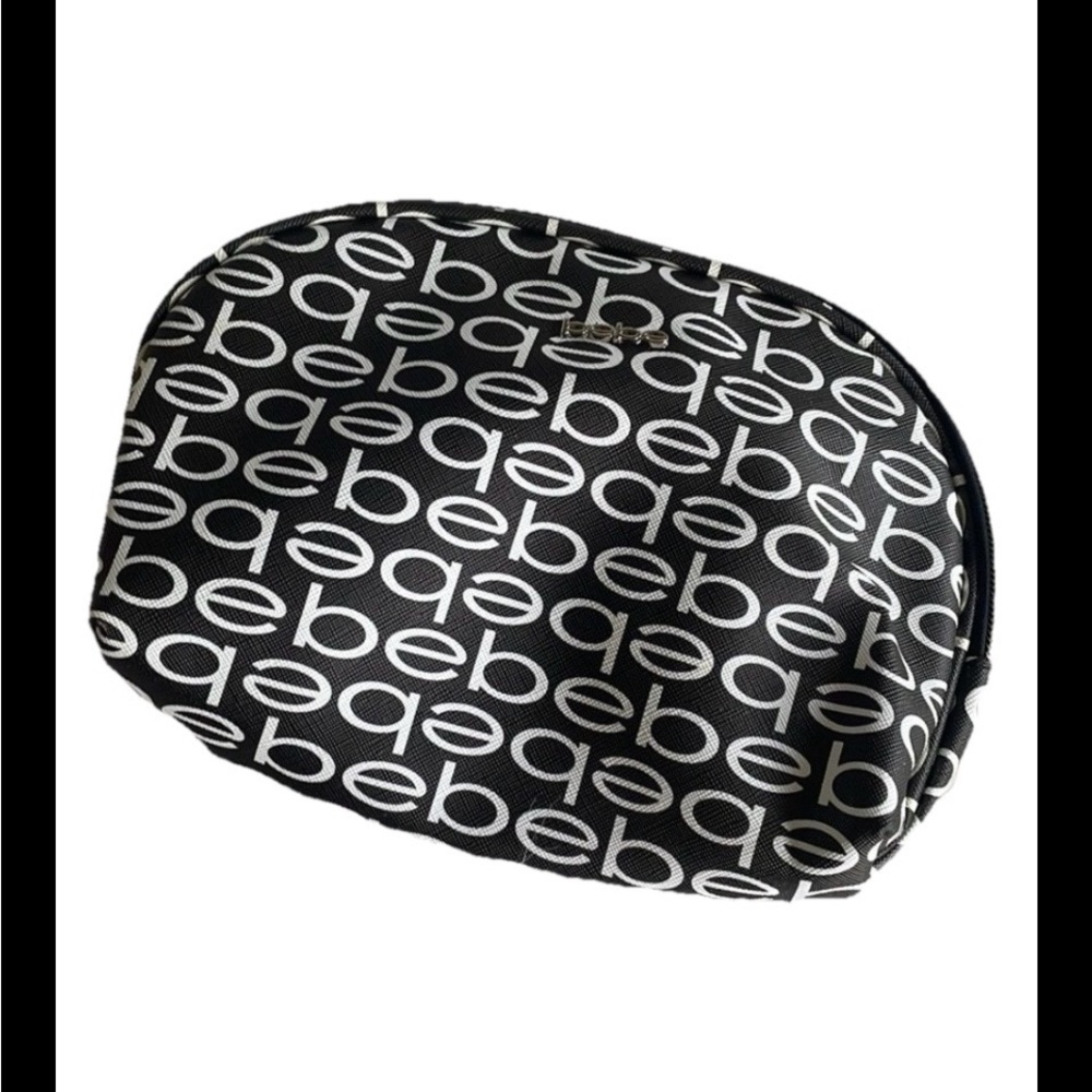 bebe Black and White Logo Cosmetic Pouch
